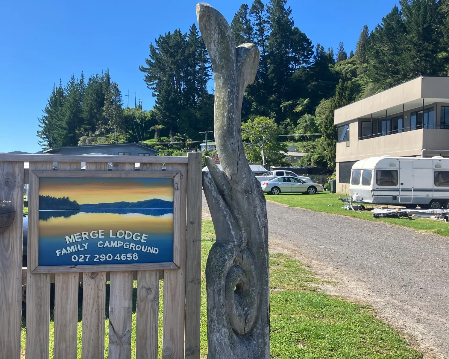 Lake Rotoma view with caravans